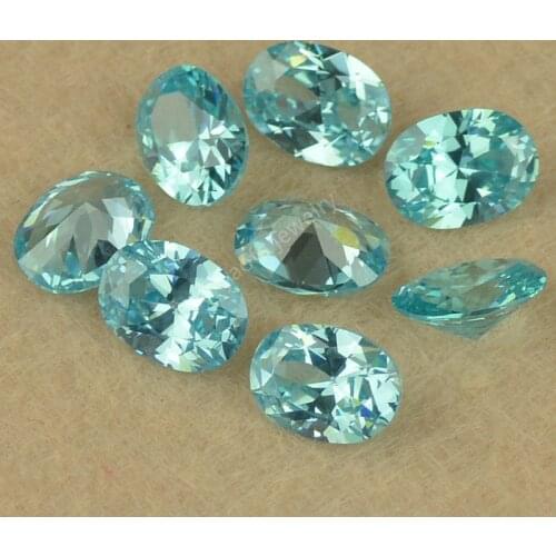Sale 2*3~13*18mm Light Blue Aquamarin-e Synthesis Cubic Zircon Stone Oval Brilliant Cut Loose CZ Gems For Jewelry