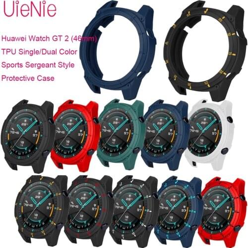TPU Single/Dual Color Protective Case for Huawei Watch GT2,46mm Smart Watch Protector with Shell Edge Sport Sergeant Style Shell