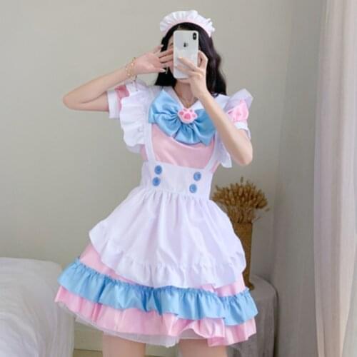 Japanese Kawaii Anime Cosplay Maid Costumes Cartoon Animation Show Lolita Dress Lovely Maid Outfit Cute Party Dress Dropshipping