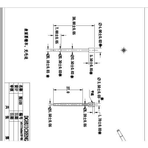 #006 Stianless steel shaft , long hole , 4#38 mm, no electroplating, 20 pcs