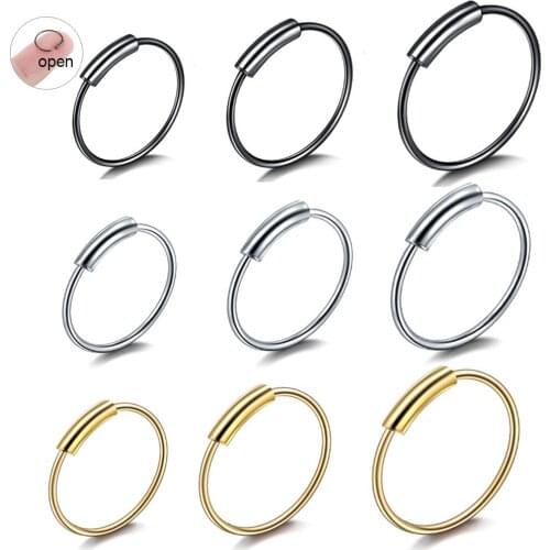 1Pc 8/10/12mm Surgical Steel Nose Rings Hoop Lip Helix Ear Tragus Cartilalge Piercing Ring Body Jewelry Earrings
