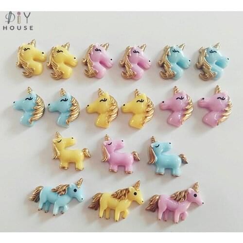 10/20/30Pcs Cute Horse Unicorn Flatback Planar Resin DIY Craft Supplies Phone Shell Art Decor Hair Accessories Material Kids Toy