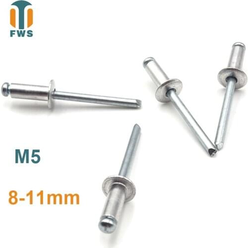10 PCS M5 8-11mm DIN EN ISO 15977 GB /T 12618.1 Aluminum Open End Blind Rivets Pop Rivets With Protruding Head For Furniture