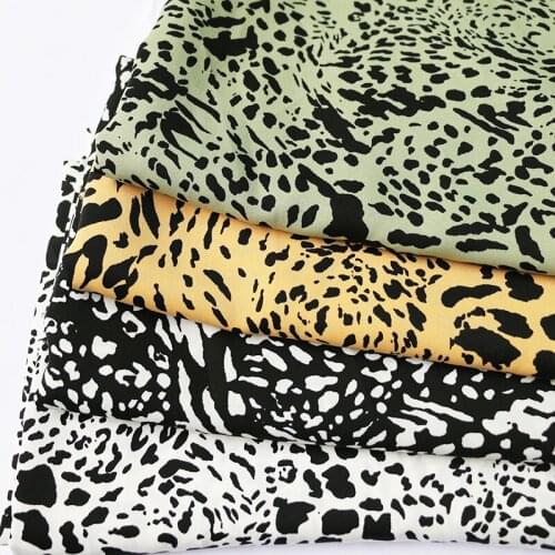 100cm*150cm Leopard Design Polyester Fabric Soft Charmeuse Dress Material Slightly Elastic Smooth