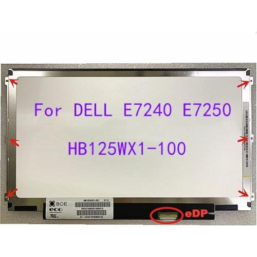 12.5" For DELL E7240 E7250 lcd screen HB125WX1-100 B125XTN03 notebook matrix panel HB125WX1-201 replacement