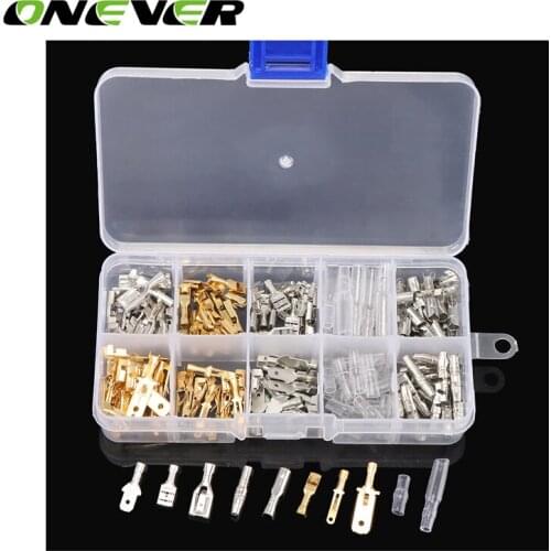 150pcs Male and Female Car Spade Connector Splice Crimp Wire Terminals Assortment Kit with Insulating Sleeve for Motorcycle Bike