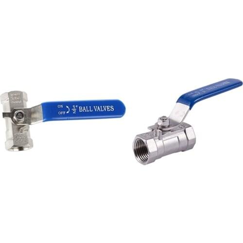 2PCS 1/2inch Lever Female/Female Ball Valves Long Handle 316 Stainless Steel WOG1000