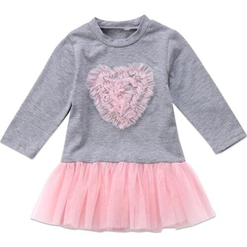 2017 Newborn Infant Baby Girls Fashion Cute Casual Long Sleeve O-Neck Lace Ball Gown Princess Dress Outfit Party Clothes