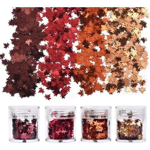 4Bottles/Pack Maple Leaf Laser Glitter Sequins Epoxy Resin Filling Filler Nail Art Decoration DIY Resin Jewelry Making