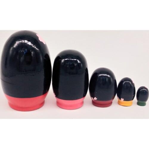 5Pcs Wooden Hand Painted Russian Nesting Dolls Toys Decor -Japanese Girls