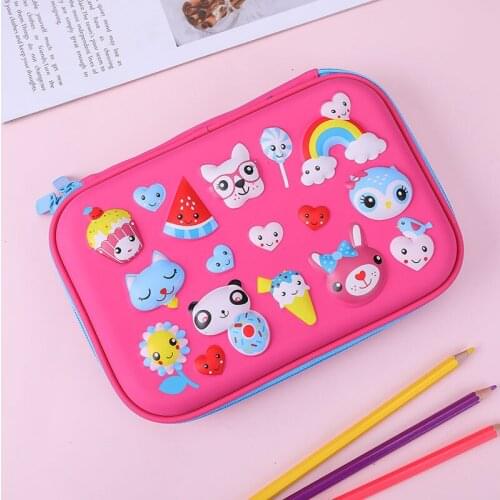 8.7 Inch Cartoon Monster Series Waterproof Pencil Case,Pencil Box,Eva 3-layer Pencil Case with Zipper,Large-capacity Stationery