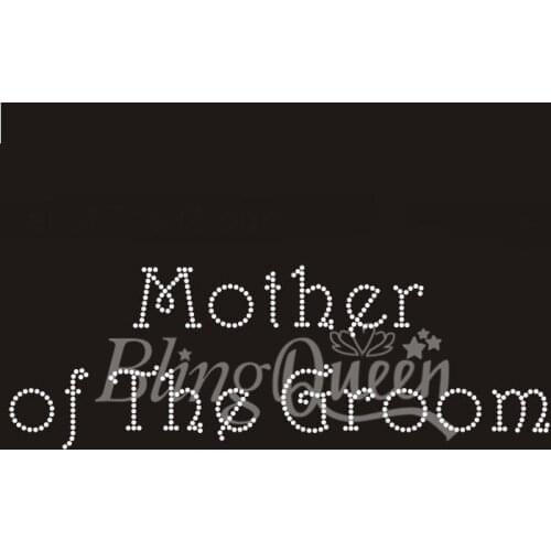 BlingQueen 25PCS/LOT Custom Hot Fix Iron On Rhinestone Motifs Mother of The Groom Design
