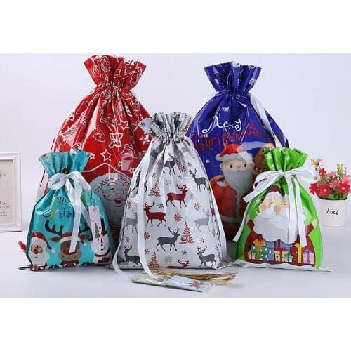 Large Christmas Sacks Reusable Drawstring Wrap Present Gift Party Bags UK Christmas Decoration Storage Supplies