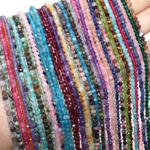 2 3 4mm Natural Faceted Quarts Labradorite Jaspers Agates Lapis Lazuli Amazonite Stone Beads For DIY Jewelry Making Bracelet