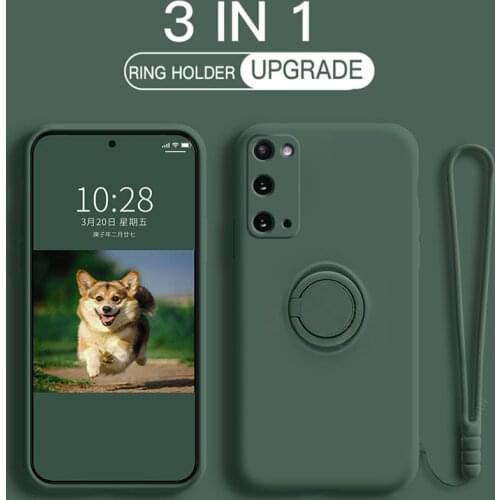 S20 S 20 Ultra Plus Case Liquid Silicone Magnetic Ring Holder Cases Stand Covers For Samsung Galaxy S20 S 20 Plus Ultra S20plus