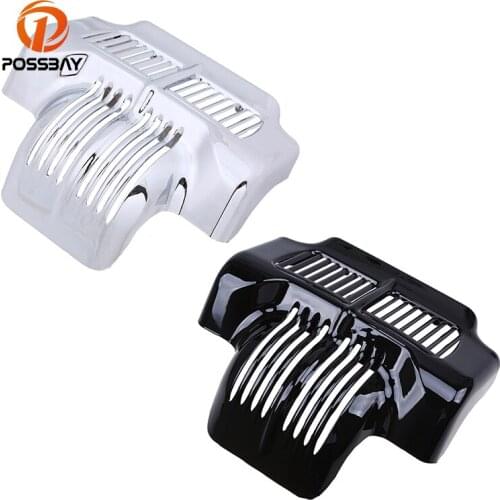 POSSBAY Black Motorcycle Stock Oil Cooler Cover for Harley Davidson Street Road Electra Glide Motocross Stock Oil Cooler Cover