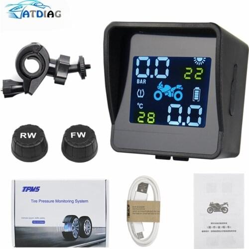 Best quality USB Solar Charging Motorcycle TPMS Motor Tire Pressure Tyre Temperature Monitoring Alarm System with 2 External
