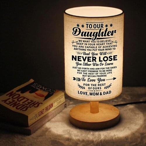 Dad And MomTo My daughter Wood LED Lights Decoration Table Lamp Living Room Learning Table Lamps For Bedroom Home Deco Bedside