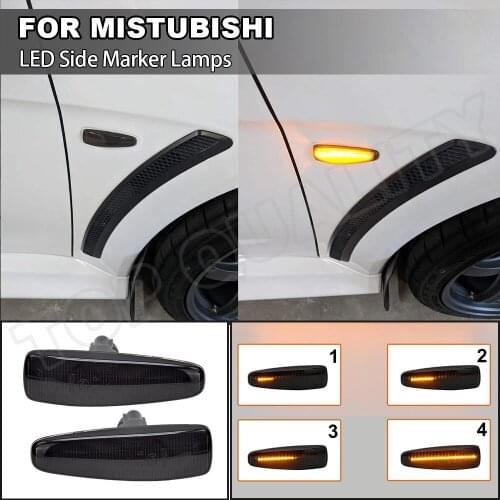 For Mitsubishi Outlander Lancer VIII MK8 Mirage Car LED Dynamic Indicator Turn Signal Side Marker Light Arrow Flowing Smoke Lens