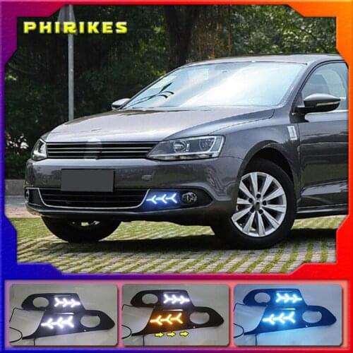 1 Set DRL Daytime Running Lights Daylight ABS Fog Lamp Cover 12v LED For Volkswagen VW Jetta Sagitar 2012 2013 2014
