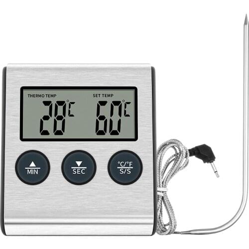 Electronic Thermometer Practical Kitchen Food Meat Temperature Meter Gauge with Probe Digital Oven LCD Barbecue Timer Probe Tool