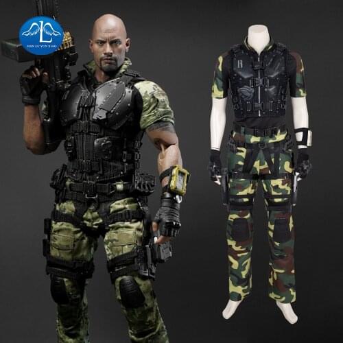 Movie G I Joe Retaliation Roadblock Cosplay Dwayne Johnson Marvin F. Hinton Costume Christmas Halloween Costume For Adult Men