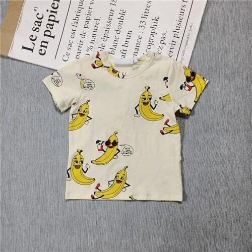 Spring and summer new style children boys and girls banana print cotton leisure t-shirt