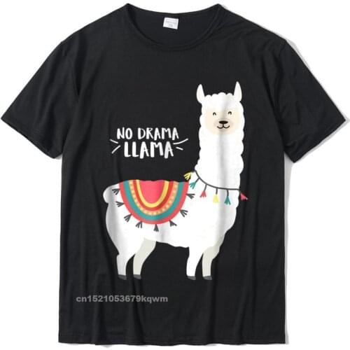 Cute Quot No Drama Llama Quot Tshirt Casual Top T-Shirts Graphic T Shirt Cotton Mens Design