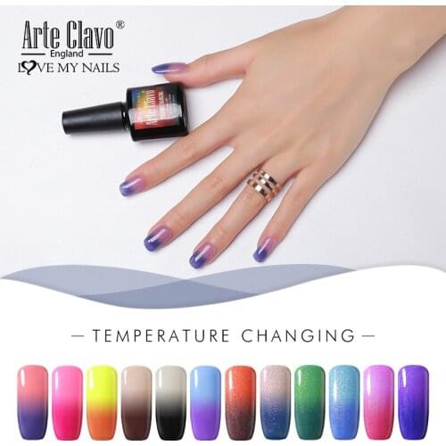 Arte Clavo Thermal Color Changing Nail gel Polish Rainbow Glitter Temperature 10ml UV LED Soak Off Gel Varnish Nail Art Manicure