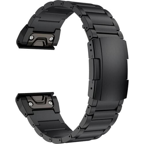 GORPIN Fenix 6X Band, 26MM Titanium Metal Quick Fit Watch Strap for Garmin Fenix 5X Plus Fenix 6X Pro Bracelet Black