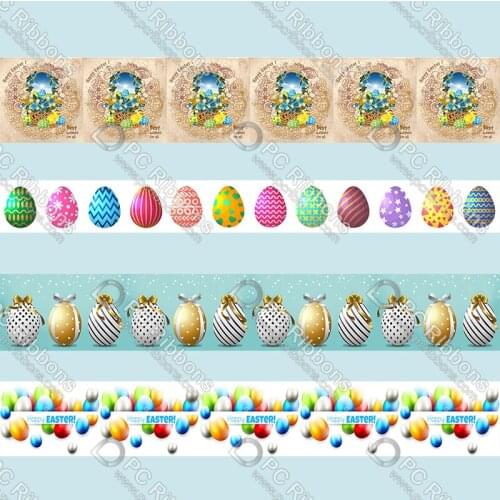 Custom 16-75mm Easter printed grosgrain ribbon/16mm printed elastic foe ribbons DIY hair bows Sewing webbing 50 yards