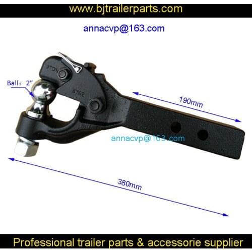 2"x 2" pintle hook with 2" ball, 8ton, trailer parts. long shank 2-hole