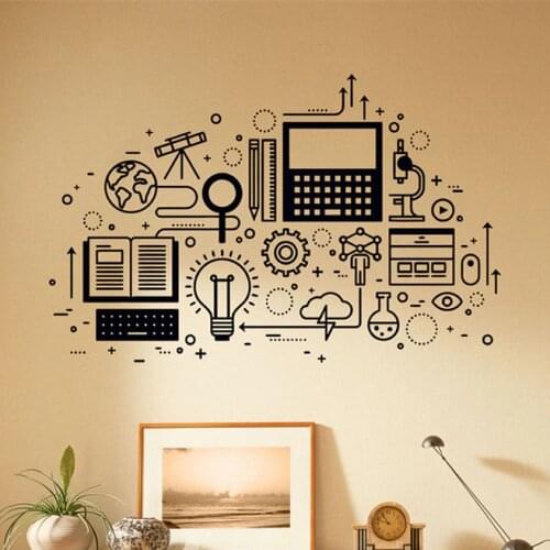 Computer Technology Vinyl Wall Sticker School Classroom Decor Science Education Wall Art Decal Pattern Wallpaper AZ271
