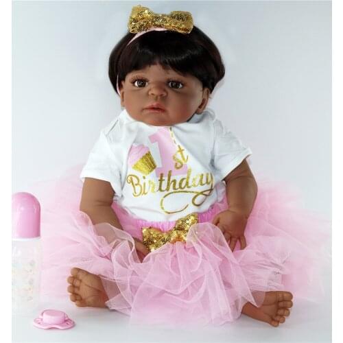 Bebes reborn black dolls toys African girls 23"57cm real silicone reborn baby doll gift newborn princess doll juguetes