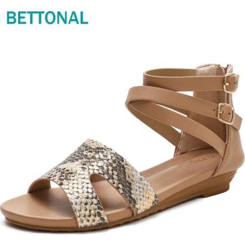 BETTONAL 2021 summer shoes women sandals wedge fashion big size 42 roman ladies sandles party gladiator elegant female sandalias