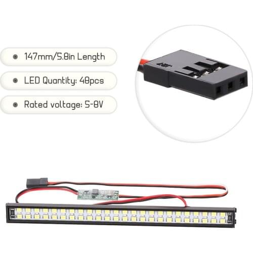 RC LED Lights Bar Metal Light Headlight 48LEDs Light for 1/10 Traxxas TRX4 Trx6 D90 HSP RC 4WD Tamiya Axial SCX10 HPI RC Car DIY