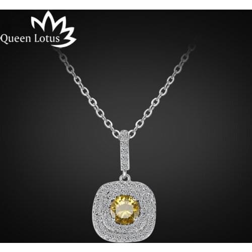 Queen Lotus fashion necklace for women Micro-mosaic Four-color stones zircon chain pendant female choker neck jewelry pendant