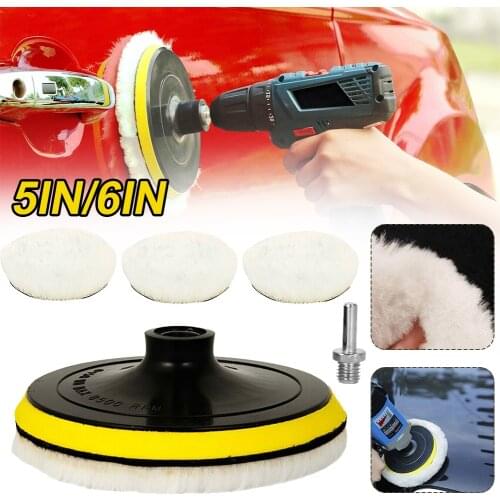 5PCS Car Polishing Pads Kit 5"/6" Buffing Pads Foam Polish Pads Woolen Buffer Pads Drill Buffer Attachment for Cleaning Car