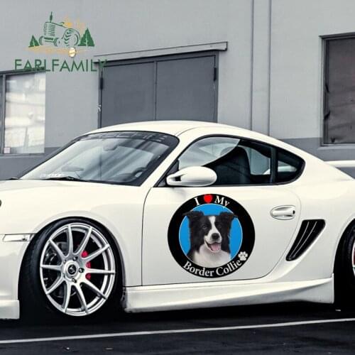 EARLFAMILY 43cm x 41.6cm For Border Collie Car Stickers Sunscreen Car Decal Waterproof Motorcycle Windows Scratch-Proof Decor