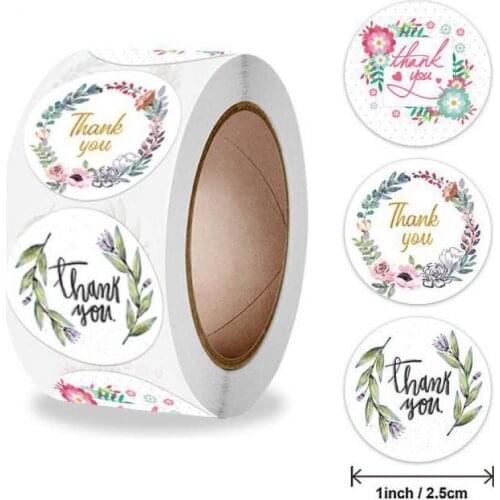 500pcs Thank You Stickers Roll Floral Sticker Labels for Gifts, Greeting Cards,Wedding, Small Business, Bakeries, Handmade Goods