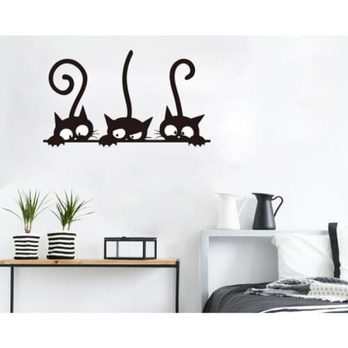 30X20Cm Three Black Cat Diy Wall Stickers Lovely Animal Room Decoration Personality Vinyl Wall Decals