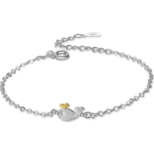 New Cute Little Whale Dolphin Bracelets For Women Trend Creative 925 Sterling Silver Pendientes Jewelry Gift Brincos SAB12