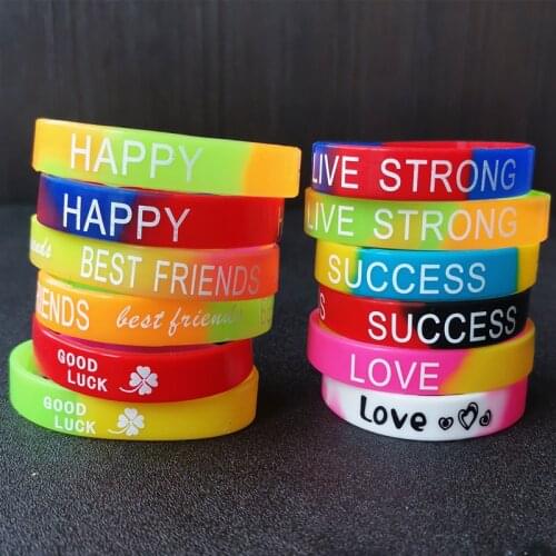 10Pcs/Lot Wholosale Silicone Band Rubber Wristband Multi Two Color Fashion Bracelet For Boy Girl Women Men Party Trendy Jewelry