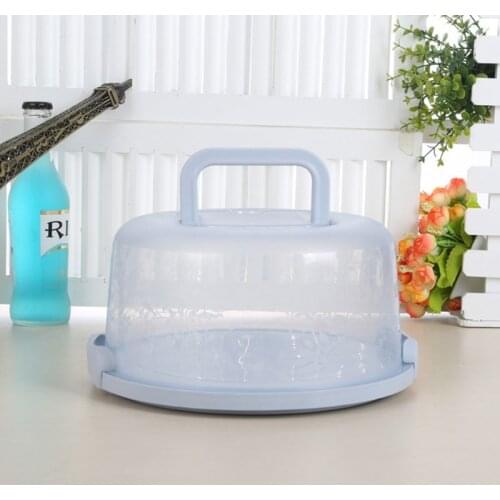 Plastic Round Cake Box With Handle Case Birthday Wedding Party Storage Box Container Dessert Pastry Cover Holder P15D