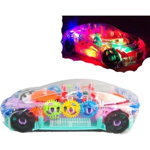 Birthday Gifts Kids Transparent Gear Concept Car Electric Universal Light and Music Childrens Educational Toy Car