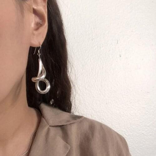 Exaggerated Twisted Drop 925 Sterling Silver Earrings Fine Jewelry New Gift for Womens Distorted Dangle Earrings