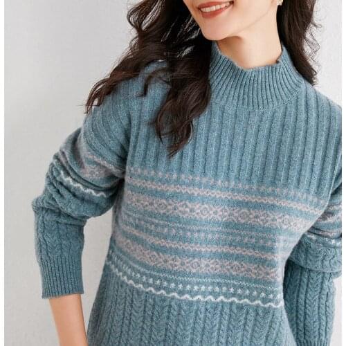 Retro Style Women Sweaters Super Elastic 100% Wool Knitting Pullovers Hot Sale Turtleneck Sweaters