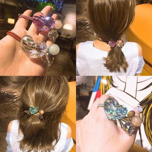 New fashion rhinestone bead women Elastic Hair rubber Bands Accessories ties Headbands Ponytail Holder Girls Scrunchies headwear