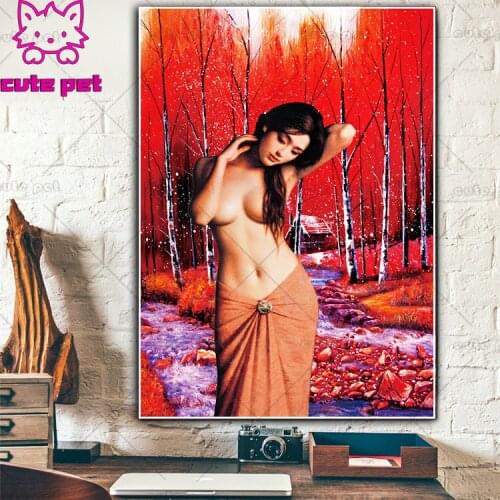 Cute pet DIY handmade diamond Sexy woman cross stitch Mosaic home decorative art painting wallpaper 5D Diamond Embroidery puzzle
