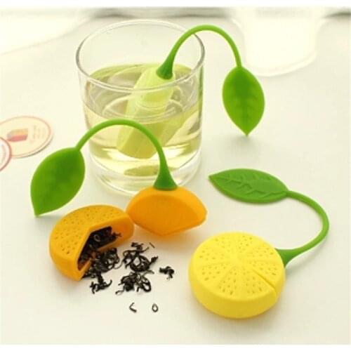 Hot Sales Tea strainer Lemon Shaped Silicone Perforated Tea strainer Filter Infuser Orange Green